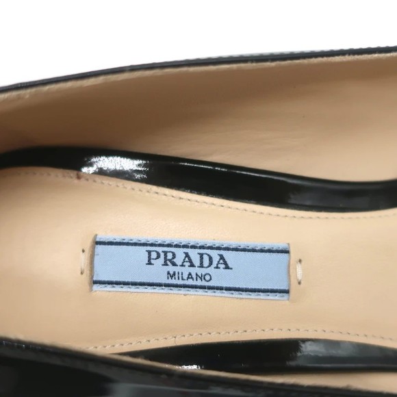 Prada Pumps Black Patent Leather Size 41 Pointed Toe Heels NEW - Picture 9 of 12